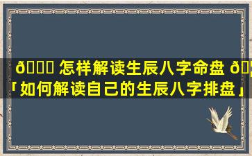 🍀 怎样解读生辰八字命盘 🦈 「如何解读自己的生辰八字排盘」